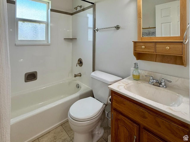 3870 S 2500 E, Vernal, UT 84078 - full bathroom featuring toilet, shower / bath combo, tile patterned floors, and vanity