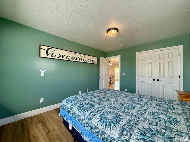 3870 S 2500 E, Vernal, UT 84078 - bedroom with wood finished floors, baseboards, a textured ceiling, and a closet