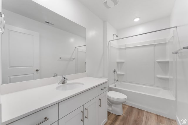 3457 E 1320 S, Spanish Fork, UT 84660 - bathroom with wood finished floors, toilet, vanity, and  shower combination
