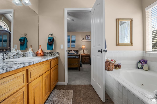 2239 E 3225 N, Layton, UT 84040 - bathroom with tile patterned floors, vanity, and a whirlpool tub