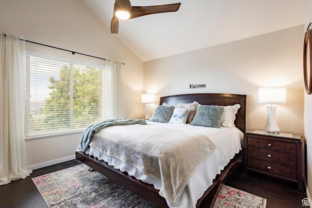 2271 W New Harvest Ln, Lehi, UT 84043 - bedroom with lofted ceiling, wood finished floors, baseboards, and ceiling fan