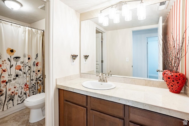 2271 W New Harvest Ln, Lehi, UT 84043 - full bathroom featuring vanity, toilet, tile patterned flooring, and a shower with shower curtain