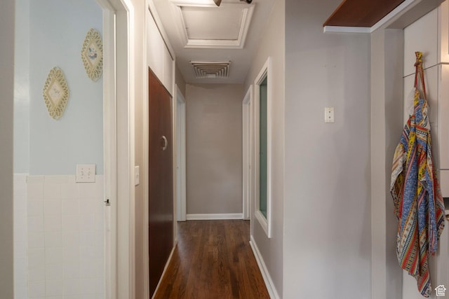425 N 1300 W, Salt Lake City, UT 84116 - hallway with dark wood finished floors, attic access, and baseboards