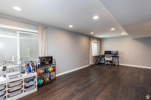 15187 S Sabre Pl, Bluffdale, UT 84065 - office featuring wood finished floors, baseboards, recessed lighting, and a textured ceiling
