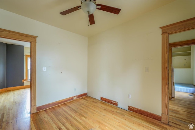 625 S 400 E, Salt Lake City, UT 84111 - spare room featuring light wood-type flooring, ceiling fan, and baseboards