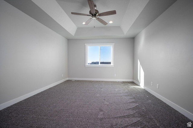 1244 N 350 W Unit 35, Brigham City, UT 84302 - carpeted empty room featuring a raised ceiling, a ceiling fan, and recessed lighting