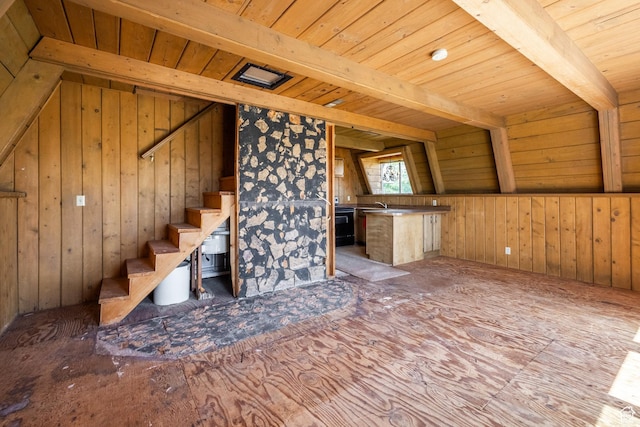 350 Luzern Rd E, Midway, UT 84049 - interior space with wood ceiling with exposed beams and wooden walls