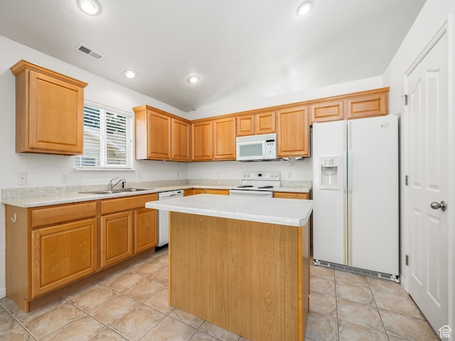 94 N 2830 W, Provo, UT 84601 - kitchen with white appliances, a sink, light countertops, a center island, and recessed lighting