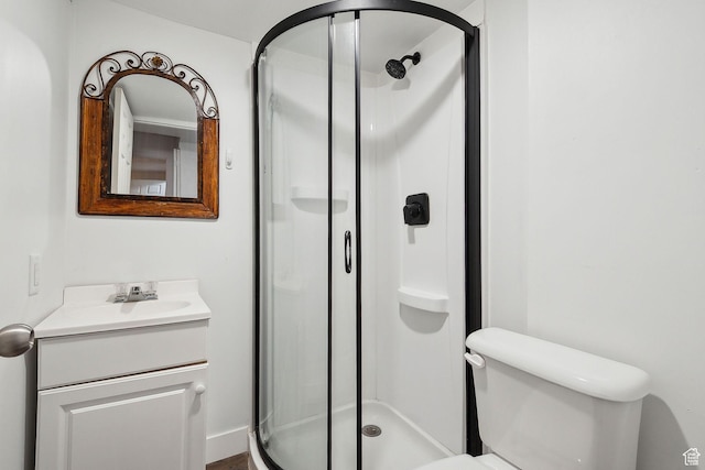 3018 S Leland Cv, South Salt Lake, UT 84106 - full bathroom featuring a stall shower, vanity, and toilet