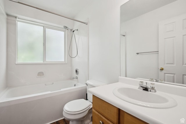 3018 S Leland Cv, South Salt Lake, UT 84106 - bathroom featuring toilet, tub / shower combination, and vanity