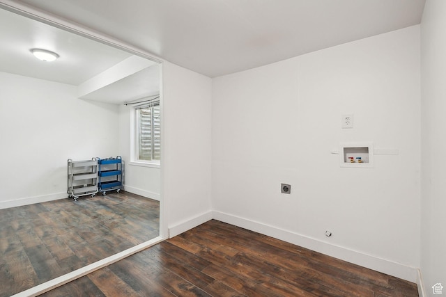 3018 S Leland Cv, South Salt Lake, UT 84106 - washroom with hookup for an electric dryer, hookup for a washing machine, wood finished floors, and baseboards