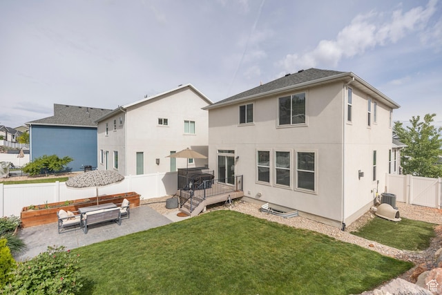 242 E Ridgeline Way N, Salt Lake, UT 84054 - back of property with a patio, stucco siding, a wooden deck, and cooling unit