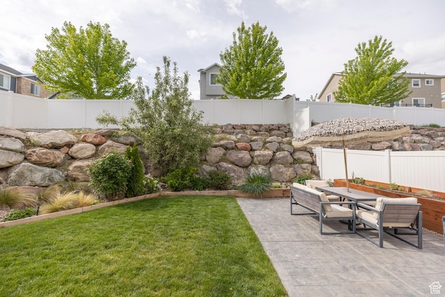 242 E Ridgeline Way N, Salt Lake, UT 84054 - view of yard featuring a patio area and outdoor dining area