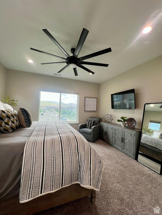 15456 S Navy Trails Ln W, Bluffdale, UT 84065 - bedroom with ceiling fan, carpet, and recessed lighting