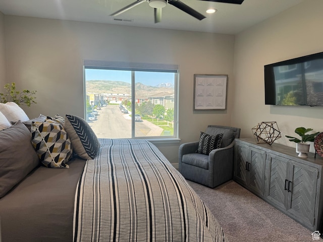 15456 S Navy Trails Ln W, Bluffdale, UT 84065 - bedroom featuring carpet, a ceiling fan, and recessed lighting