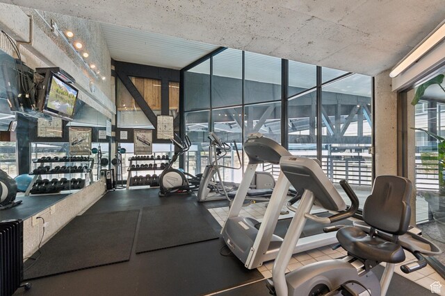 1485 Empire Ave Unit 201, Park City, UT 84060 - exercise room with a wall of windows