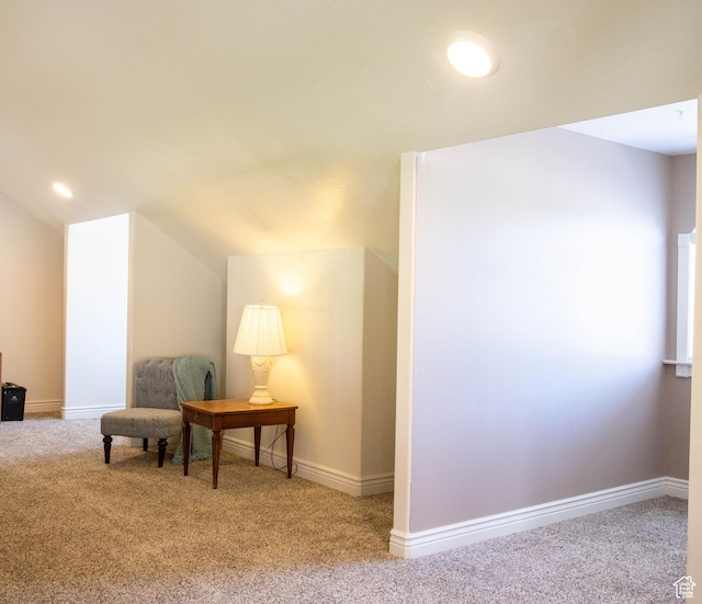 954 E 960 S, Ephraim, UT 84627 - living area with carpet, vaulted ceiling, and baseboards