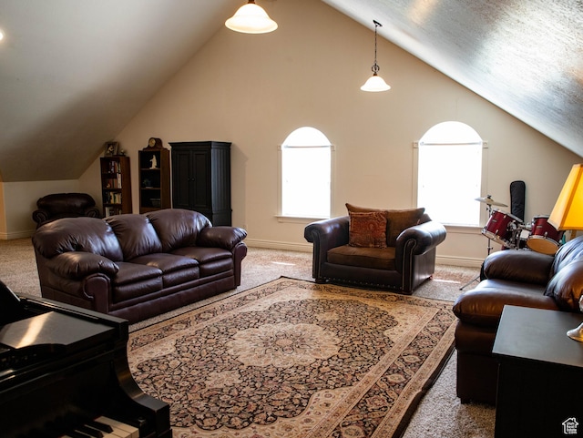 954 E 960 S, Ephraim, UT 84627 - living room with carpet, vaulted ceiling, plenty of natural light, and baseboards