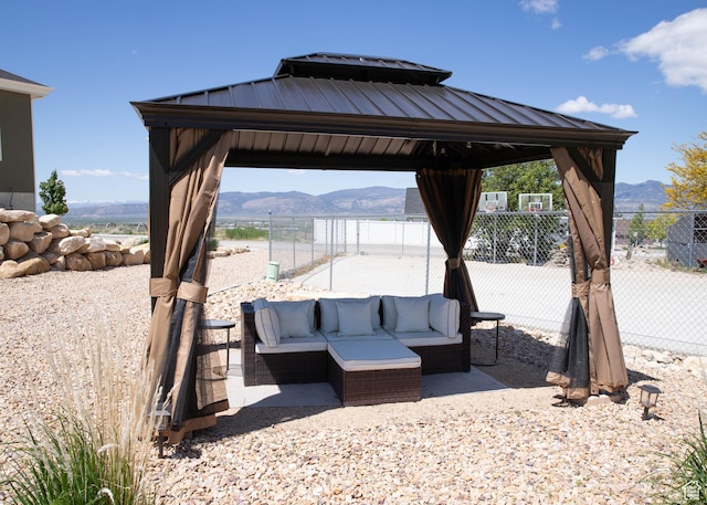 954 E 960 S, Ephraim, UT 84627 - view of patio / terrace with a gazebo, a mountain view, and an outdoor hangout area