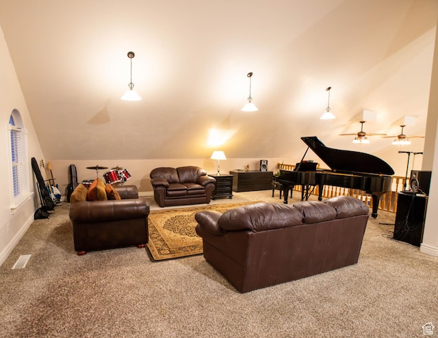 954 E 960 S, Ephraim, UT 84627 - carpeted living area with lofted ceiling and baseboards