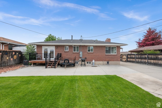 475 E 6815 S, Midvale, UT 84047 - rear view of property with a patio area, french doors, brick siding, and a wooden deck