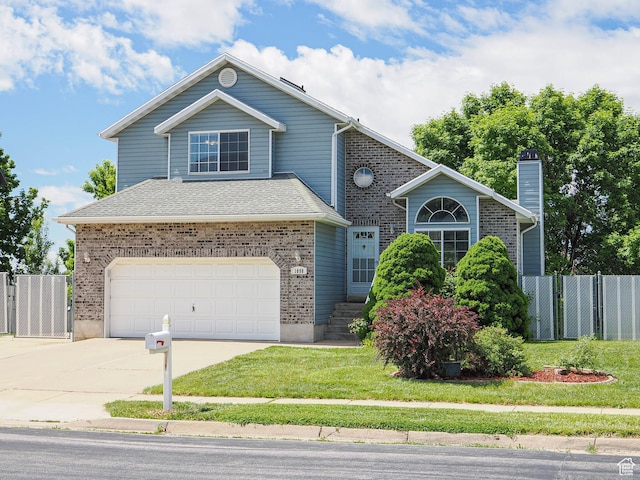 1090 E 2125 N, Layton, UT 84041 - traditional home with driveway, an attached garage, brick siding, and a chimney