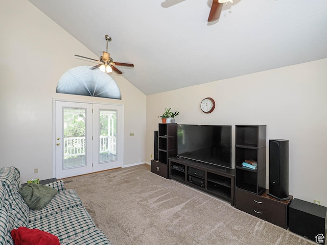 1090 E 2125 N, Layton, UT 84041 - carpeted living area with a ceiling fan, vaulted ceiling, and baseboards