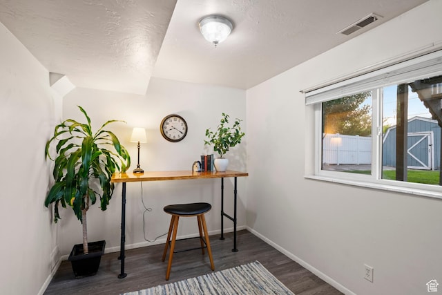 2276 W Bonniebrook Cir S, Taylorsville, UT 84129 - home office featuring wood finished floors, baseboards, and a textured ceiling
