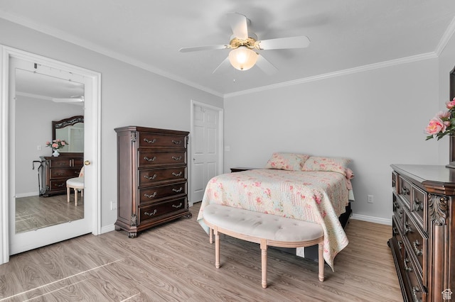 429 W 90 N, American Fork, UT 84003 - bedroom featuring light wood-type flooring, crown molding, ceiling fan, and baseboards