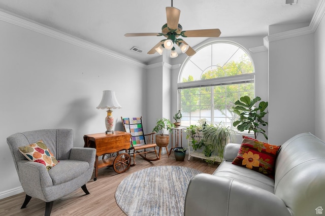 429 W 90 N, American Fork, UT 84003 - living area with ceiling fan, wood finished floors, and crown molding