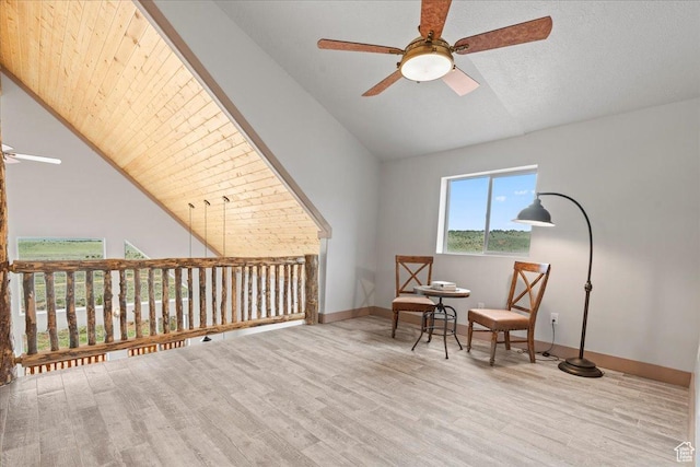 46982 W Thunder Ridge Rd, Fruitland, UT 84027 - living area with ceiling fan, high vaulted ceiling, wood finished floors, and baseboards