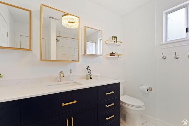 1064 E 200 N, Orem, UT 84097 - full bathroom featuring toilet, vanity, baseboards, tile patterned flooring, and a shower with shower curtain