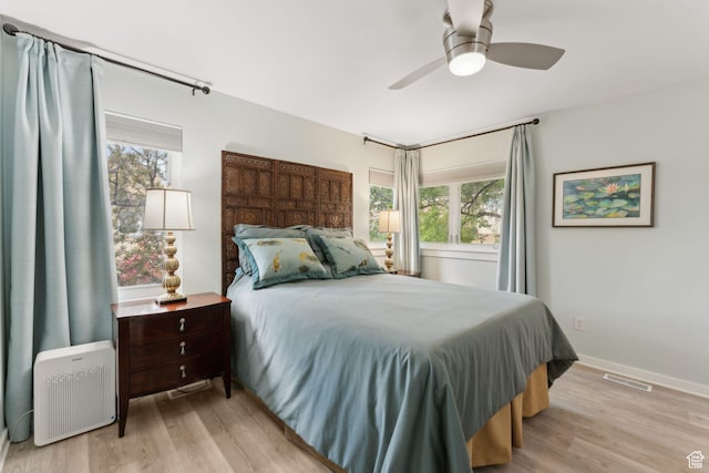 1411 S Utah St Unit 7, Salt Lake City, UT 84104 - bedroom with multiple windows, light wood finished floors, and a ceiling fan