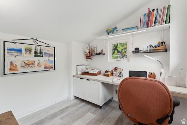 1411 S Utah St Unit 7, Salt Lake City, UT 84104 - office space with light wood-style flooring, lofted ceiling, built in study area, and baseboards