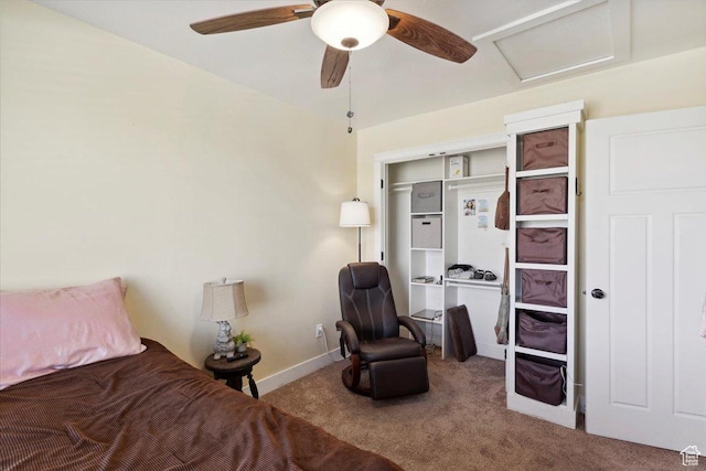 255 W 2700 N Unit 31, Pleasant View, UT 84414 - carpeted bedroom featuring attic access, baseboards, and ceiling fan