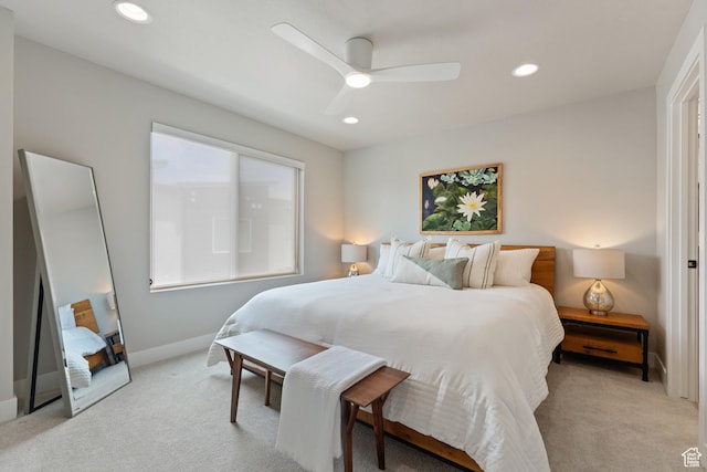6625 Mountain Alder Way Unit 24, Park City, UT 84098 - bedroom with light colored carpet, recessed lighting, baseboards, and ceiling fan
