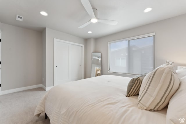 6625 Mountain Alder Way Unit 24, Park City, UT 84098 - bedroom featuring carpet floors, baseboards, a closet, recessed lighting, and ceiling fan