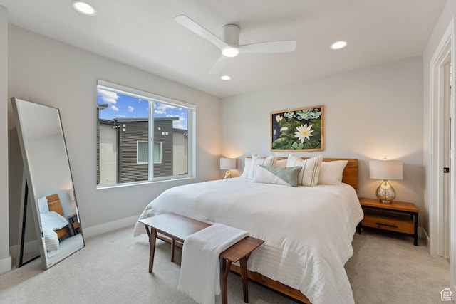 6625 Mountain Alder Way Unit 24, Park City, UT 84098 - bedroom with light carpet, recessed lighting, baseboards, and a ceiling fan