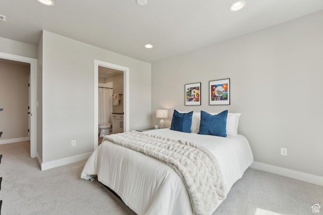 6625 Mountain Alder Way Unit 24, Park City, UT 84098 - bedroom with light colored carpet, recessed lighting, baseboards, and connected bathroom