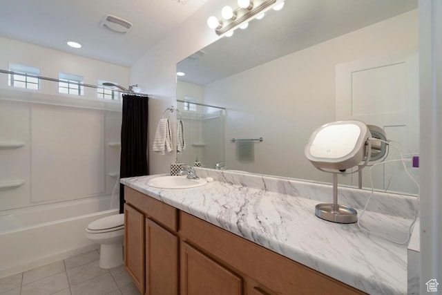 144 E Shorewood Dr S, Saratoga Springs, UT 84045 - bathroom with tile patterned flooring, toilet, vanity, and washtub / shower combination