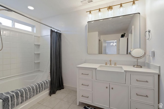 144 E Shorewood Dr S, Saratoga Springs, UT 84045 - bathroom with tile patterned floors, vanity, shower / bath combo, and baseboards