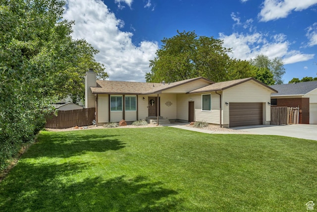 8328 S Grambling Way, Sandy, UT 84094 - ranch-style home with a garage, concrete driveway, and a chimney