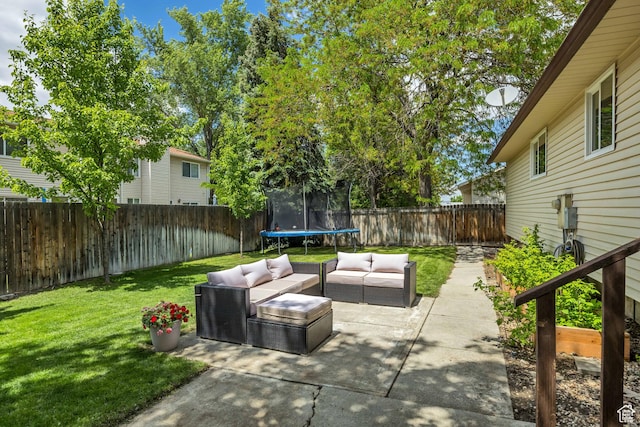 8328 S Grambling Way, Sandy, UT 84094 - view of patio / terrace with outdoor lounge area and a trampoline