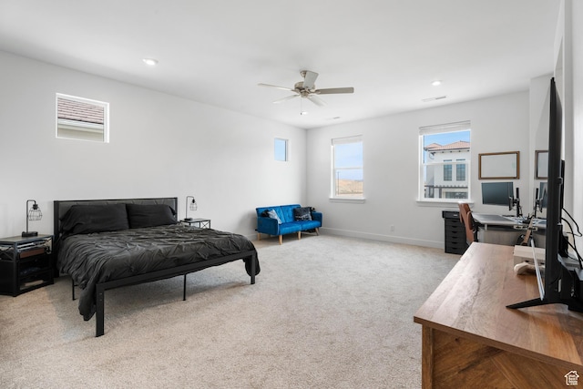 5670 S Carnelian Pkwy S, Bloomington, UT 84790 - carpeted bedroom with recessed lighting, baseboards, ceiling fan, and a desk