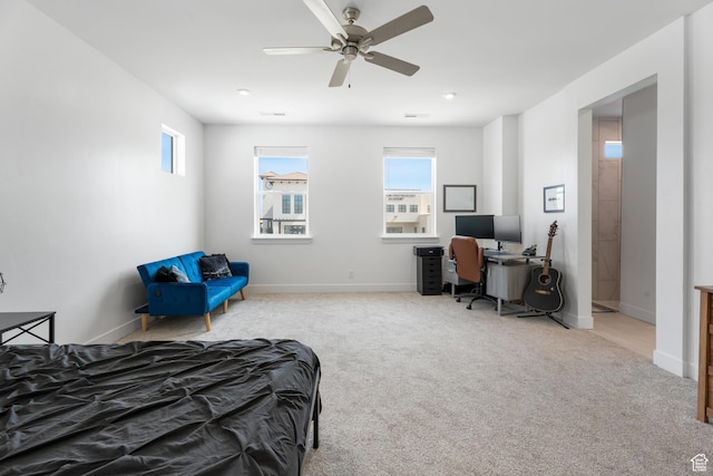 5670 S Carnelian Pkwy S, Bloomington, UT 84790 - bedroom featuring a desk, carpet floors, baseboards, and ceiling fan