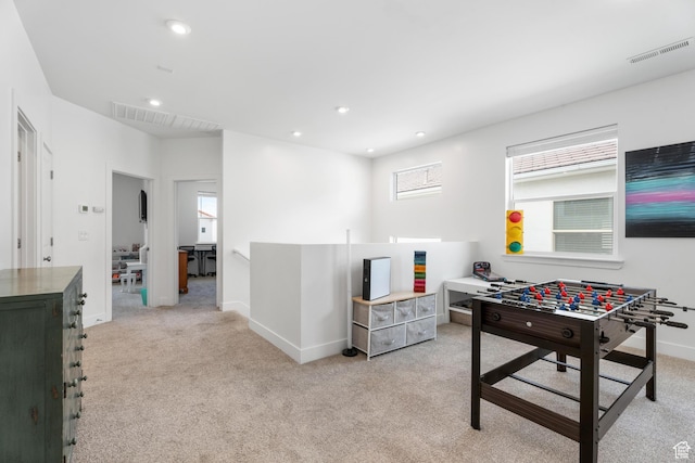 5670 S Carnelian Pkwy S, Bloomington, UT 84790 - game room with light colored carpet, baseboards, and recessed lighting
