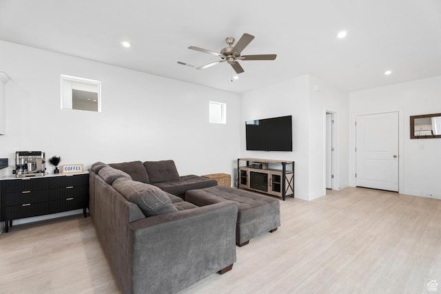 5670 S Carnelian Pkwy S, Bloomington, UT 84790 - living area with light wood-style floors, ceiling fan, and recessed lighting