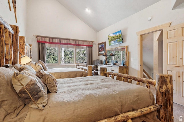 3975 Timberwolf Ln Unit 2C, Park City, UT 84098 - carpeted bedroom featuring high vaulted ceiling