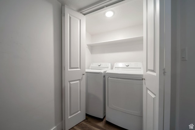 6216 S Waller Ln W, West Jordan, UT 84081 - laundry room featuring washing machine and clothes dryer and dark wood-type flooring