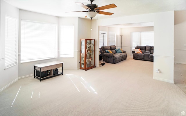 398 S 900 E, Smithfield, UT 84335 - living room with carpet floors, ceiling fan, and baseboards